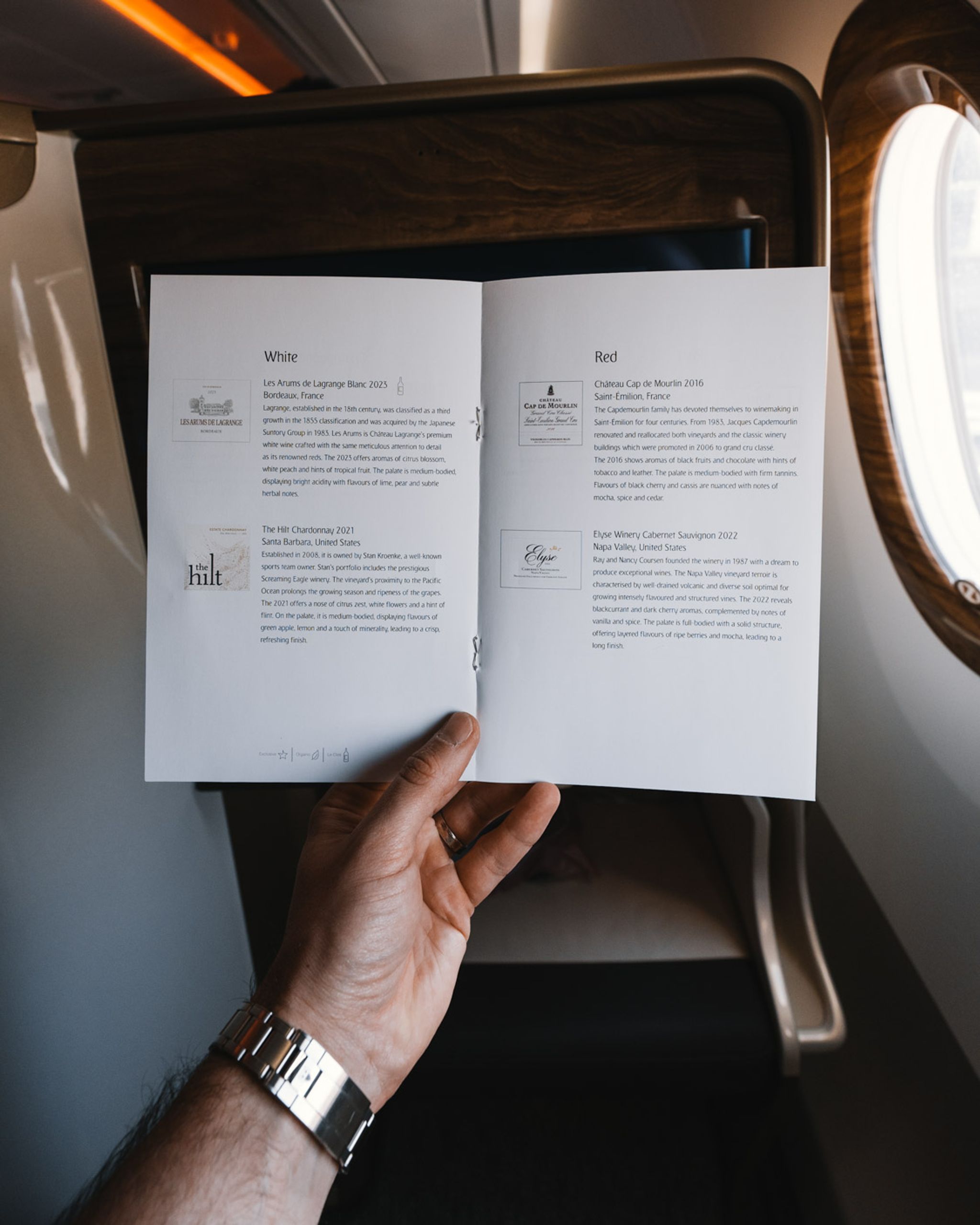Emirates business class menu