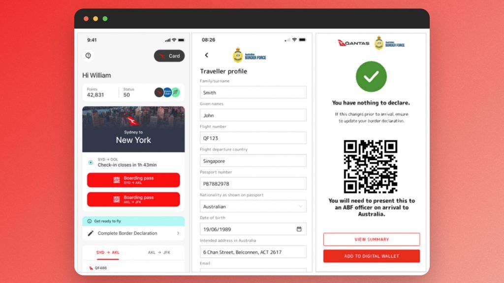 Passenger Card with a QR code