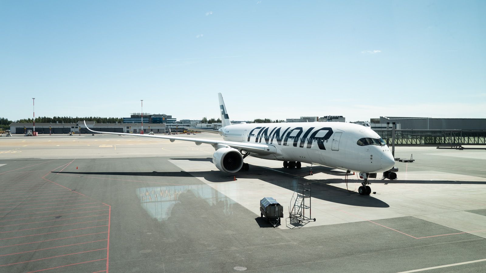 Finnair Airbus A350 parked at the gate at Helsinki Airport