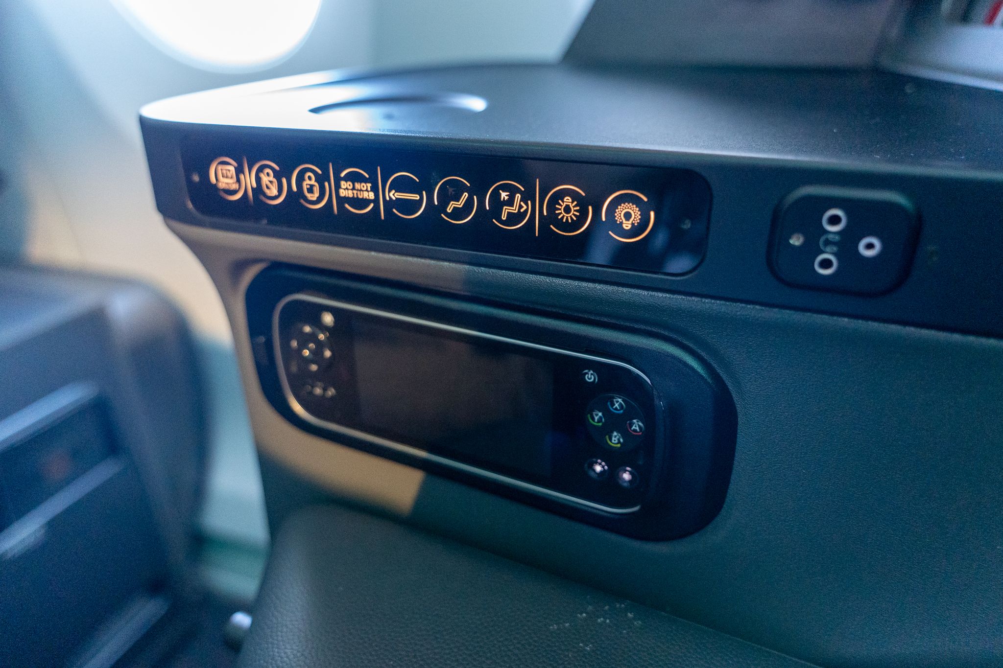 Seat controls and remote in Turkish Airlines A350 business class