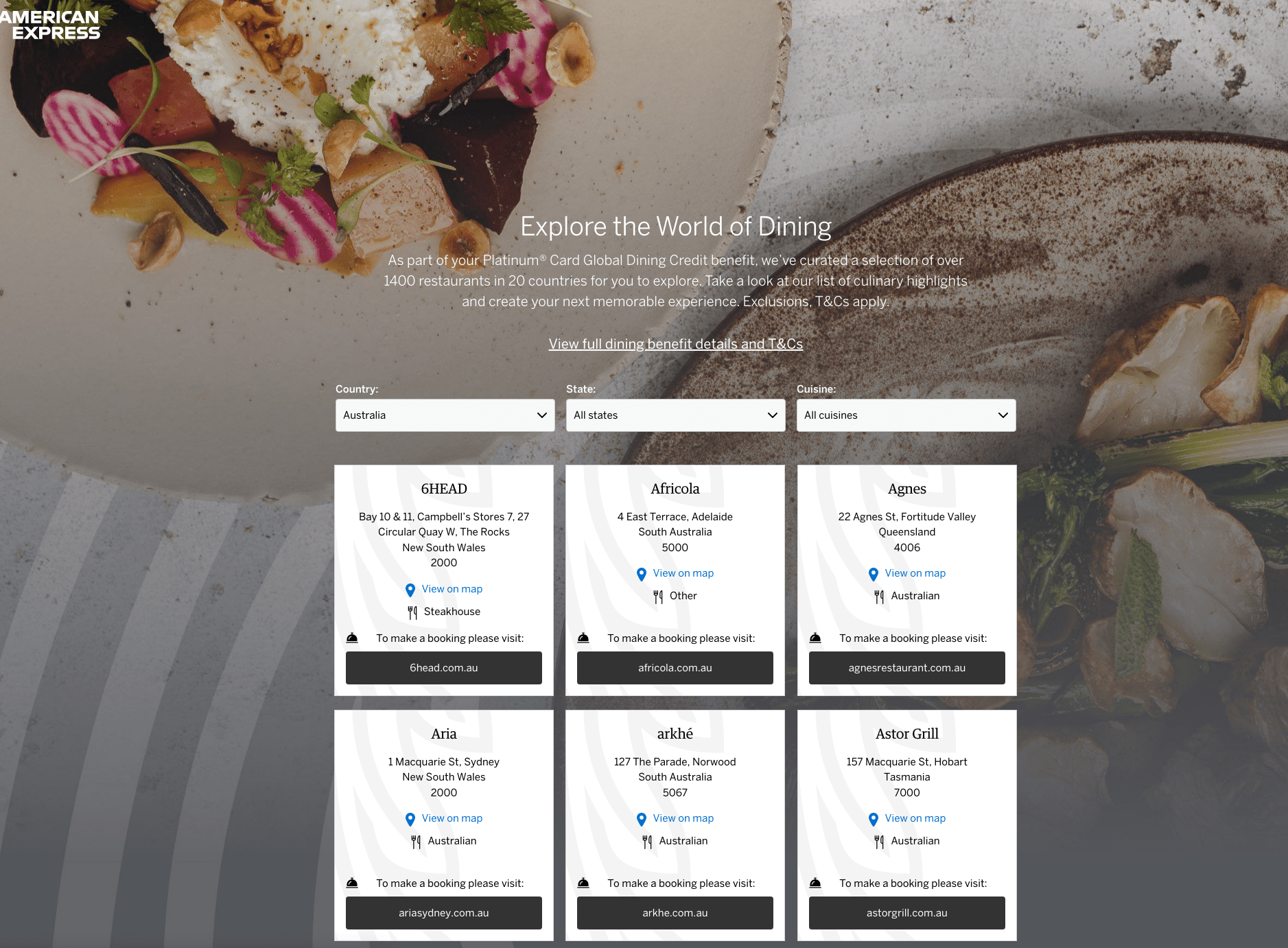 Participating restaurants