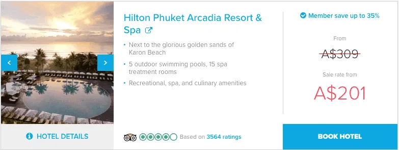 Hilton Phuket Arcadia Resort & Spa sale rate from A$201, down from A$309