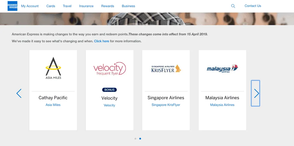 American Express Membership Rewards airline partners including Velocity and KrisFlyer